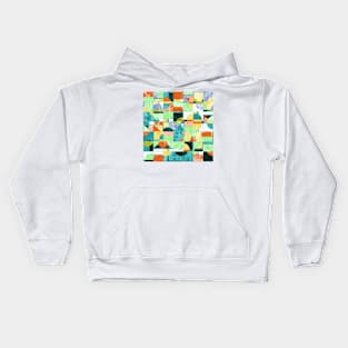 Abstract Mid Century Circles Pattern Resquared in Marbled Paper Kids Hoodie